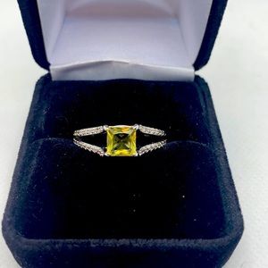 Light citrine & white topaz ring size 7